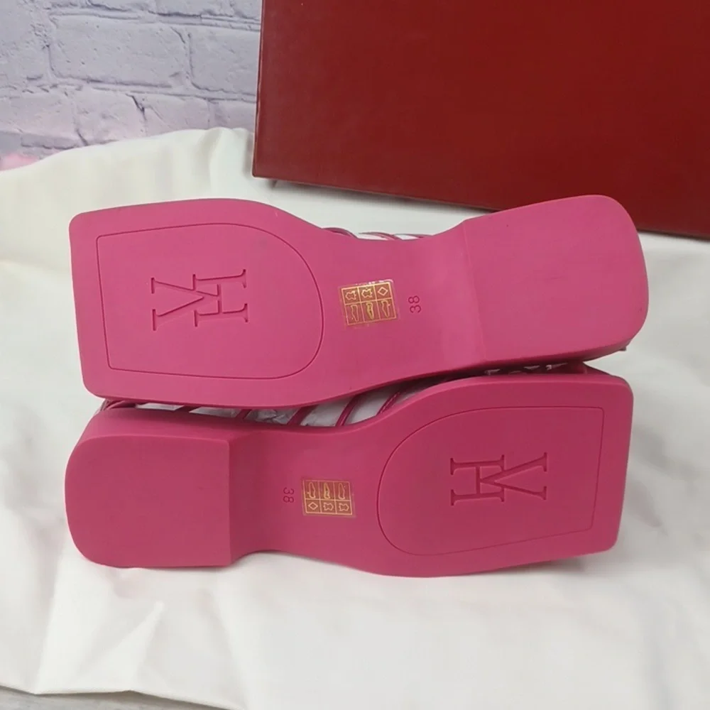 Vivienne Hu VHNY Leather Cage Sandals Fuchsia NIB